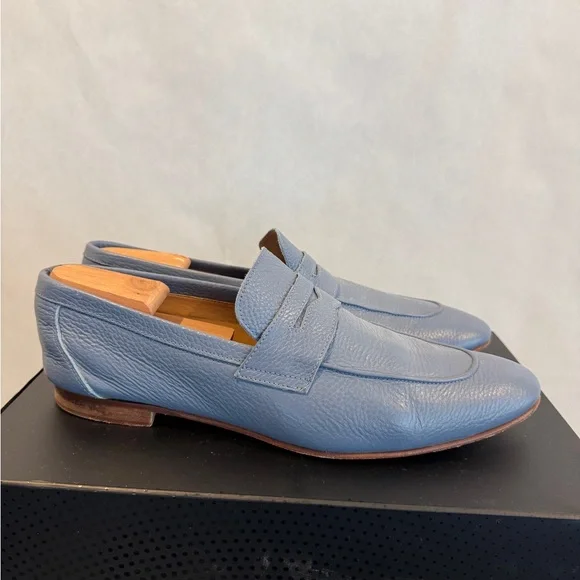 Donald J. Pliner Slate Blue Leather Loafers - Picture 2 of 16